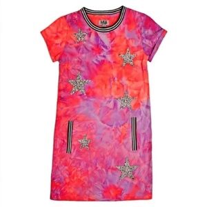 MIA New York Tie Dye Pink Texture Star Dress Girls Size Large NWT